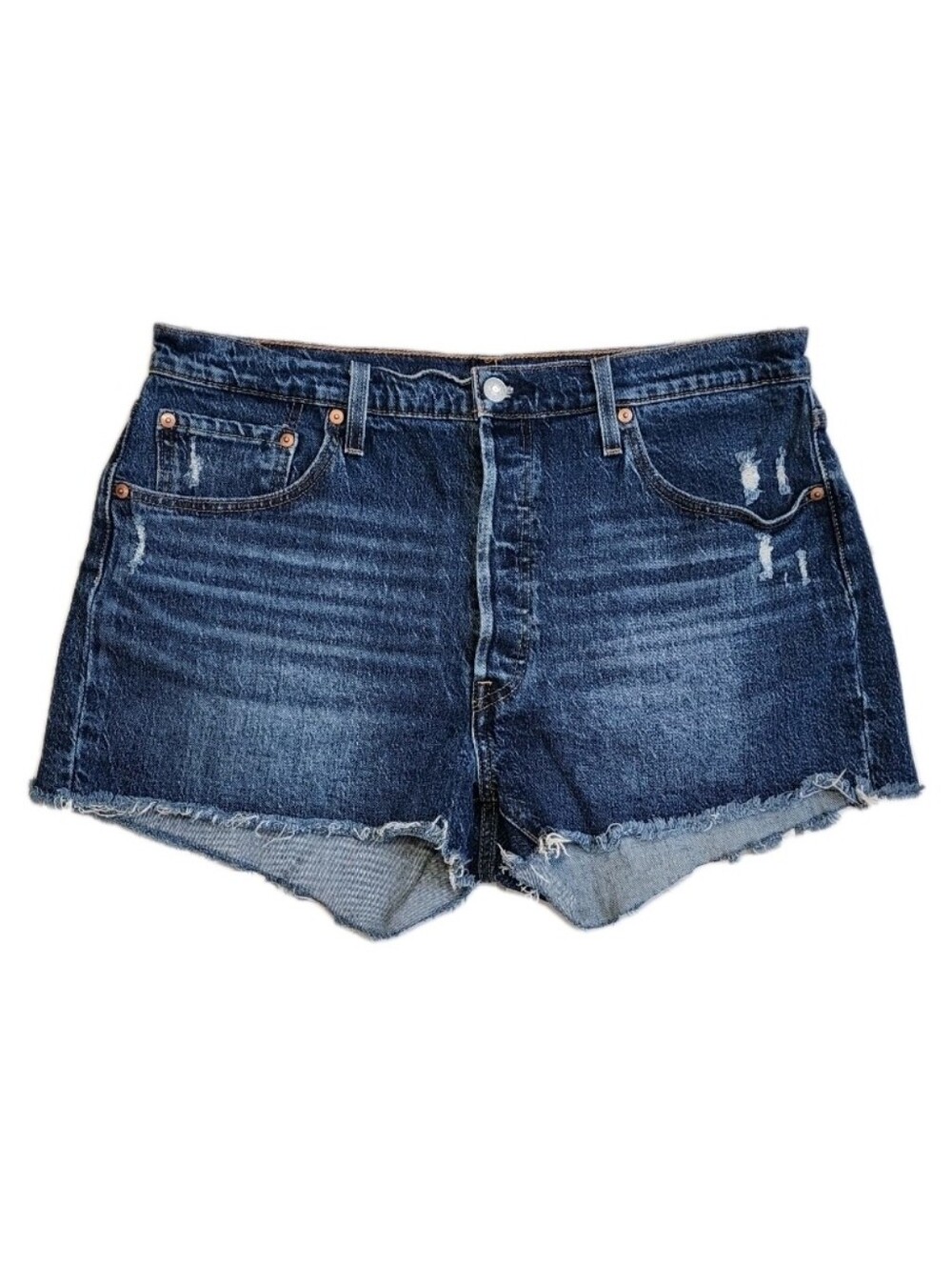 Levi's 501 Original Cutoff Shorts Dark Wash Distinct Button Fly Raw Hem Size 30